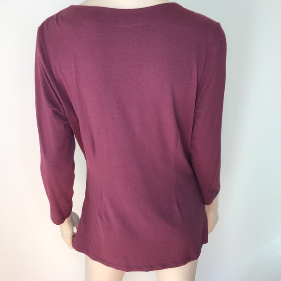 Soft Surroundings Plum Faux Wrap 3/4 Sleeve Knit L - Picture 7 of 7